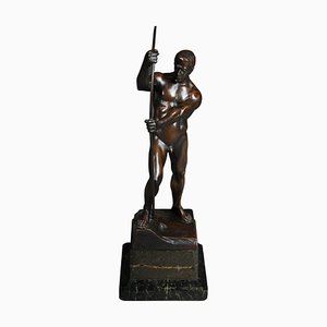 Figurine Bowman en Bronze par H. Riese, 20ème Siècle