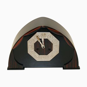 Orologio da tavolo Art Deco in Makassar e nichel, Paesi Bassi, 1925