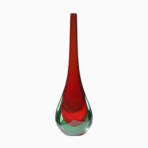 Italienische Vase aus rotem Muranoglas, 1960er