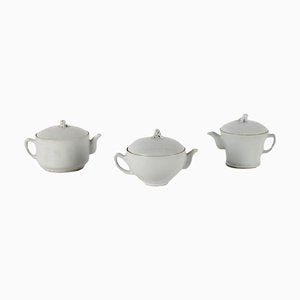White Porcelain Teapots, Set of 3