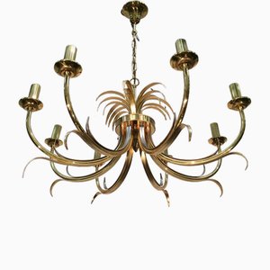 Brushed Metal Chandelier by Maison Charles, 1970s