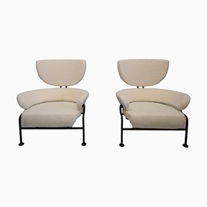Tre Pezzi Lounge Chairs in White Bouclé by Franco Albini for Poggi, Italy, 1959, Set of 2