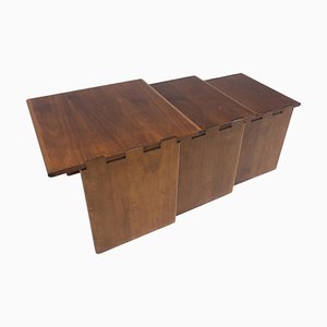 Wooden Nesting Tables, Italy, 1960s, Set of 3