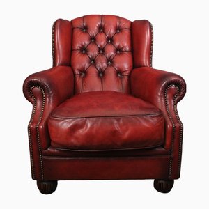 Chesterfield Armchair in Red Leather from Tetrad Oskar