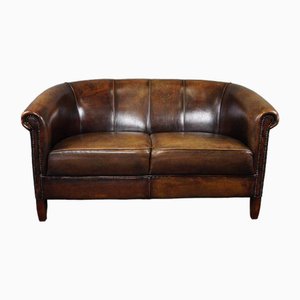 Sheep Leather 2-Seater Sofa with Decorative Nails