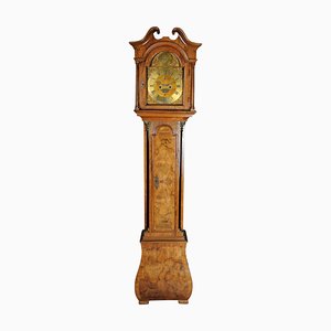 19th Century English Grandfather Clock in Oak and Walnut