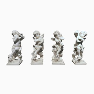 Meeting of Musicians, White Marble, Mid 19th Century, Set of 4