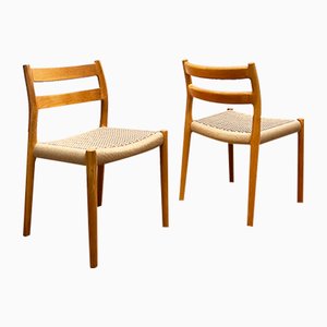 Mid-Century Danish Model 84 Chairs in Oak by Niels O. Møller for J.L. Moller, 1950, Set of 2