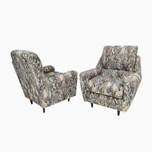 Patterned Fabric Armchairs, Italy, Set of 2