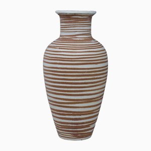 Scandinavian Modern White Floor Vase in Terracotta by Anna-Lisa Thomson for Upsala Ekeby, 1940s