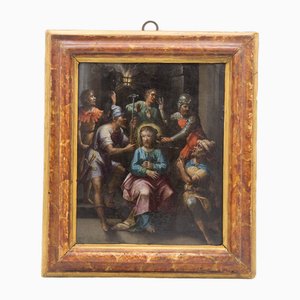 Artista italiano, La derisione di Cristo, Fine del 1600, Olio su rame, In cornice