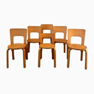Modell 66 Stühle von Alvar Aalto für Artek, 1950er, 6er Set