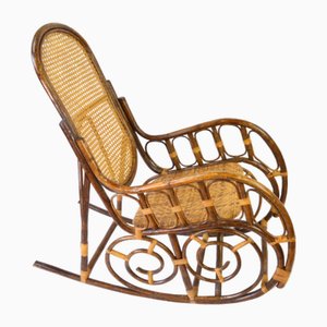 Rocking Chair Mid-Century en Rotin, 1960s