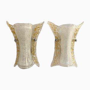 Vintage Murano Glass Wall Sconces from Venini, Italy, 1970s, Set of 2