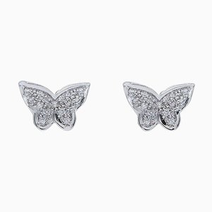 18 Karat White Gold Butterfly Shape Earrings, Set of 2