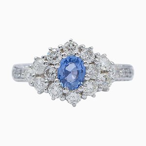 Sapphire, Diamonds, Platinum Ring, 1970s