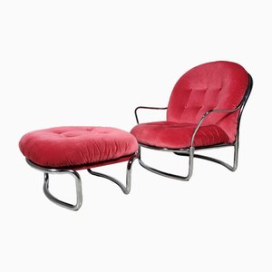 915 Lounge Chair with Ottoman attributed to Carlo De Carli for Cinova, 1960s, Set of 2