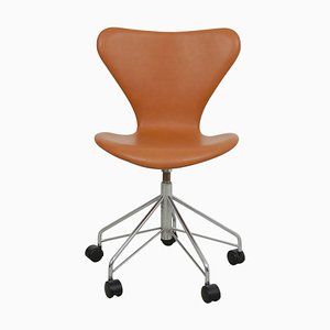 Series Seven Model 3117 Office Chair in Leather by Arne Jacobsen for Fritz Hansen, 1990s