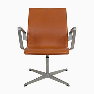 Oxford Lounge Chair in Walnut Aniline Leather by Arne Jacobsen, 2000s