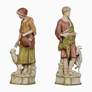 Figuras de porcelana de Royal Dux, década de 1890. Juego de 2