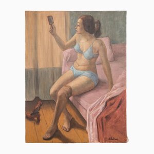 Señorita de la mañana, siglo XX, pintura al óleo