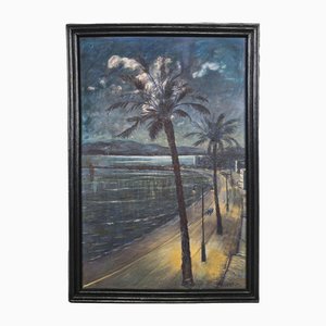 Cannes Boulevard, anni '50, Olio su tela, con cornice