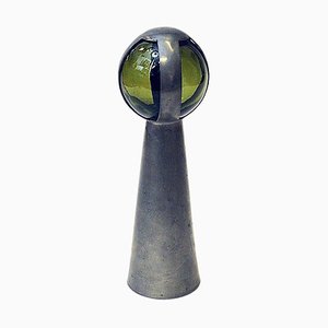 Vintage Pewter and Glass Hand Bell by Gunnar Havstad, Norway, 1950s
