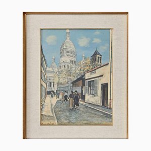 D'Après M. Utrillo, Walk Downtown, Offset et Lithographie, Milieu du XXe Siècle, Encadrée