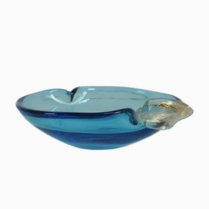 Cuenco italiano de cristal de Murano azul, años 50
