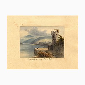 After Prout Stanfield & Bonington, Eagle Tower, Rudesheim, Rhine, Germany, 1830s, Watercolour