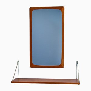 Danish Teak Mirror and Shelf, 1960s