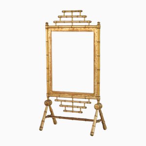 French Giltwood Fireplace Screen in Faux Bamboo, 1900