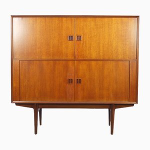 Bar Cabinet in Teak with Tambour Doors by Oswald Vermaercke for V-Form, 1960s