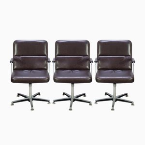 Desk Chairs in Brown Leather by Hein Salomonsen for AP Originals, 1970s, Set of 3
