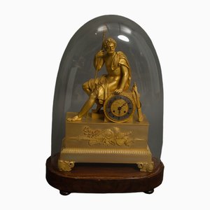 French Empire Clock with Ulysses in Patinated Gilt Bronze, 1810