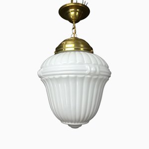 Milky Glass Pendant Lamp, Germany, 1920s