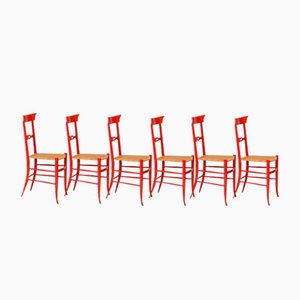 Superleichte Vintage Stühle in Rot, 1960er, 6er Set