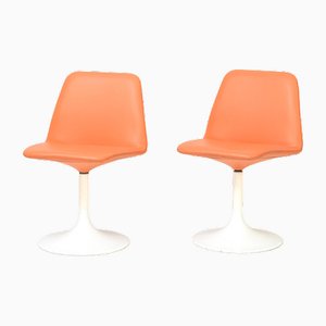 Space Age Orange Swivel Chairs, 1970s, Set of 2