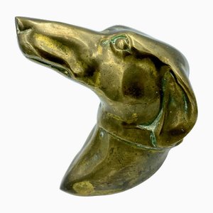 French Brass Greyhound Head, 1950s