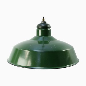 Lámpara colgante estadounidense industrial vintage esmaltada en verde