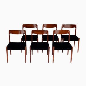 Danish Dining Chairs in Rosewood with Black Curduroy, 1960s, Set of 6