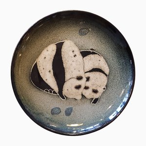 Piatto decorativo cinese fatto a mano in ceramica con Panda Bear