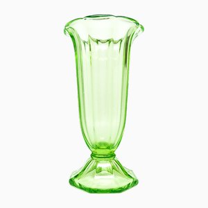 Polnische Art Deco Uran Vase von Zawiercie Glassworks, 1930er