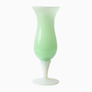 Vase en Verre Opalin Vert de Empoli, 1950s