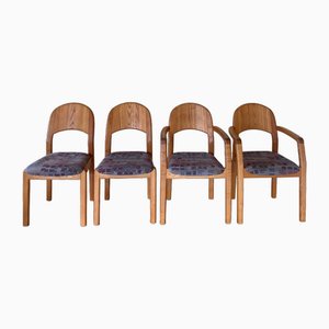 Butacas y sillas de madera de Dylund, años 70. Juego de 4