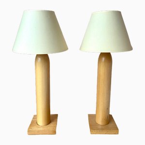 Wood Lamps from Arlus, France, 1970s, Set of 2