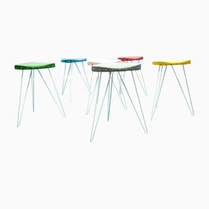 Hand-Crafted Metal and Skai Stools from Rohde Berlin, 1950s, Set of 6