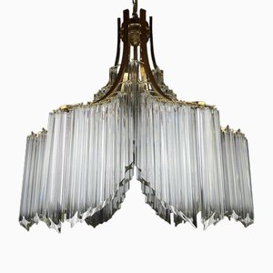 Vintage Cascade Murano Glass Crystal Prism Chandelier from Venini, Italy, 1970s