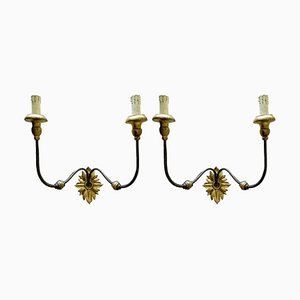 Ancient Two-Flame Wall Lights, 1700s, Set of 2