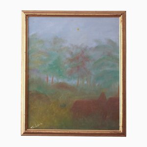 Huile sur Toile Tom Arvidsson, Paysage Impressionniste, 1960s, Encadré